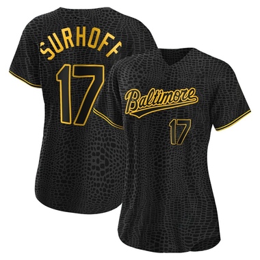 Black Bj Surhoff Women's Baltimore Orioles Snake Skin City Jersey - Replica Plus Size