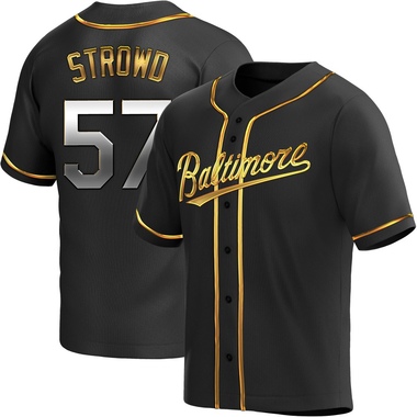 Black Golden Kade Strowd Youth Baltimore Orioles Alternate Jersey - Replica