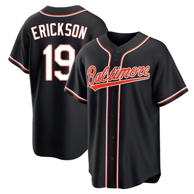Black Scott Erickson Men's Baltimore Orioles Fashion Out Jersey - Replica Big Tall