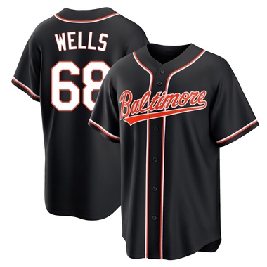 Black Tyler Wells Youth Baltimore Orioles Fashion Out Jersey - Replica